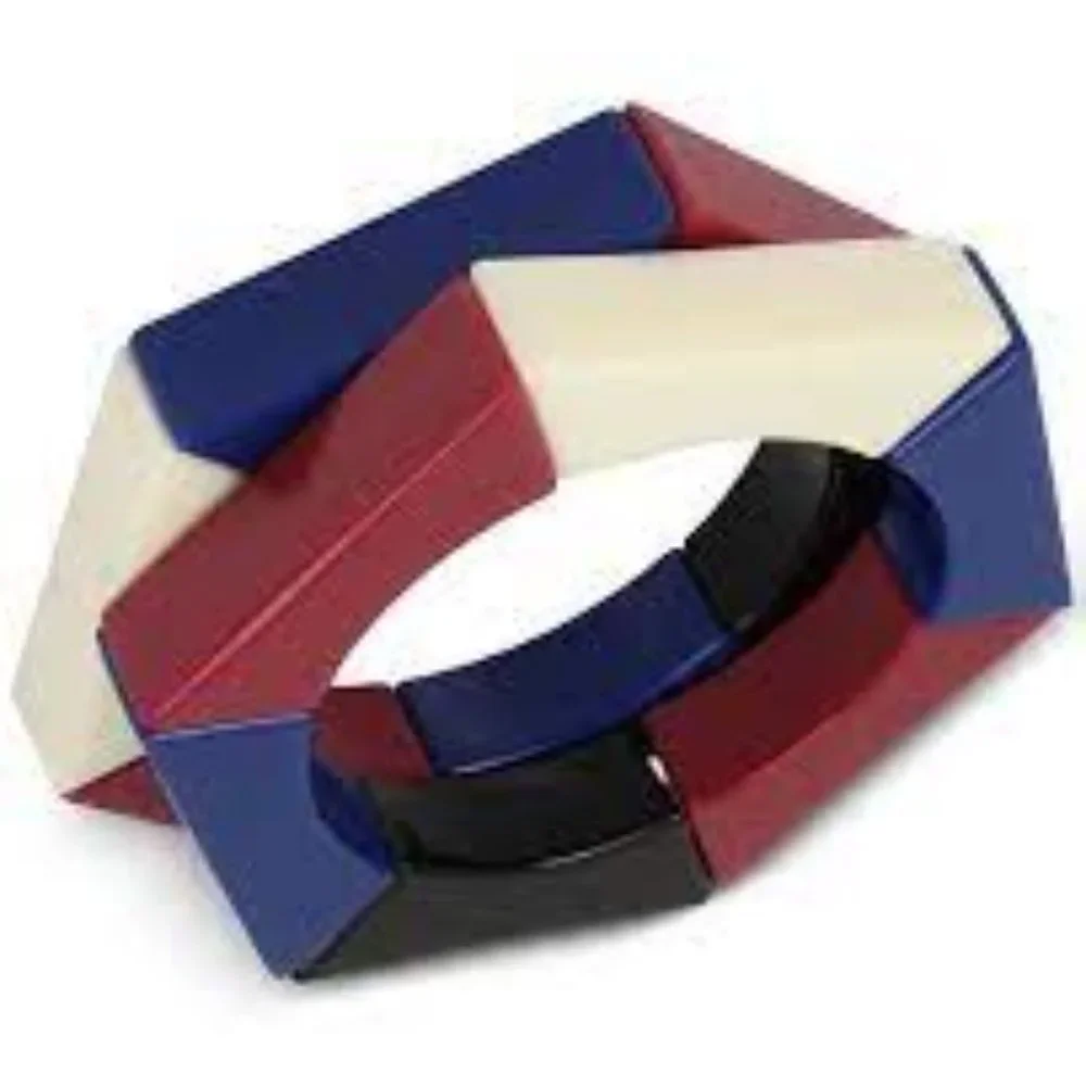 IRIS X I.N.C. 2-Pc. Set Colorful Acrylic Hexagon Stretch Bracelets New With Tags
